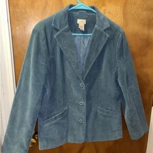 L.L. Bean Vintage Corduroy Blazer Jacket Light Blue Womens Size 8p EUC
